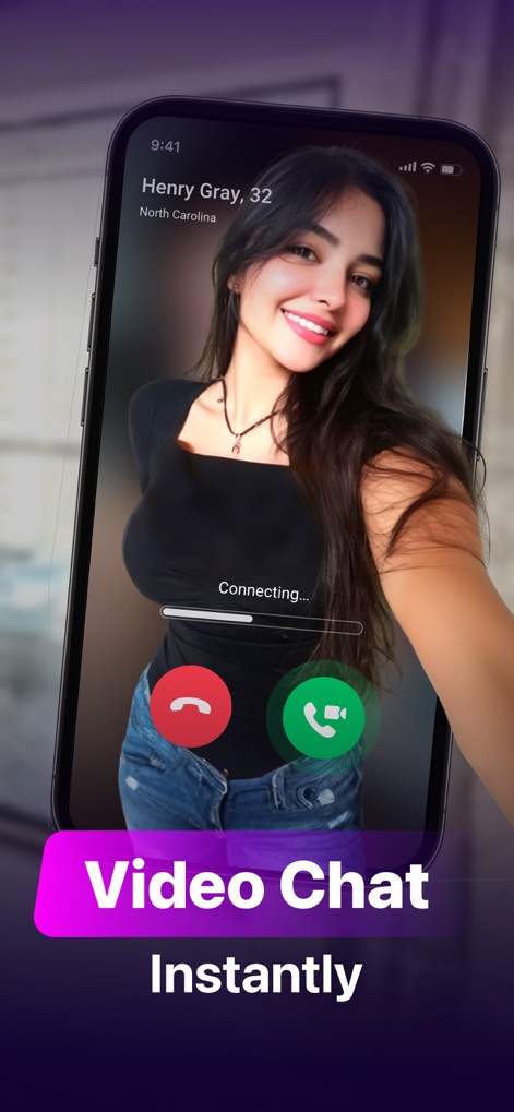 ParaU - Talk Live - Explore the streamlined interface for instant video calls, showcasing the 'Connecting...' status and essential user profile information like name and age.