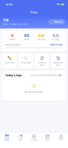 Smoke Less Quit Cigarette Log Screenshot 1 of 5