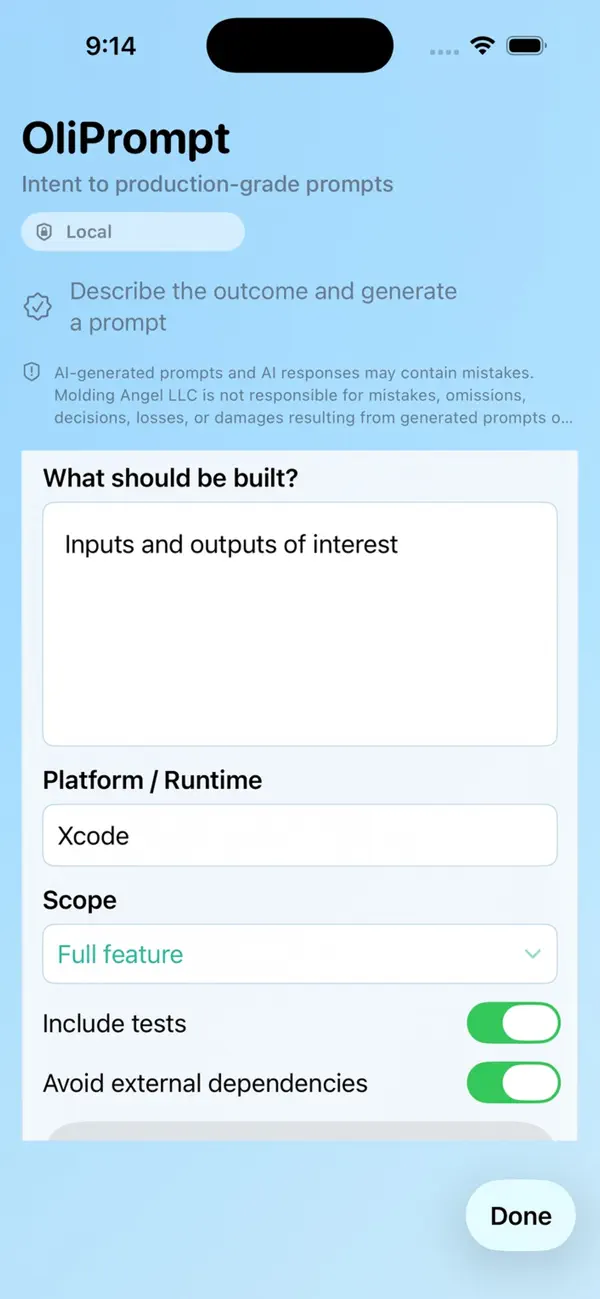 Screenshot #1 pour OliPrompt