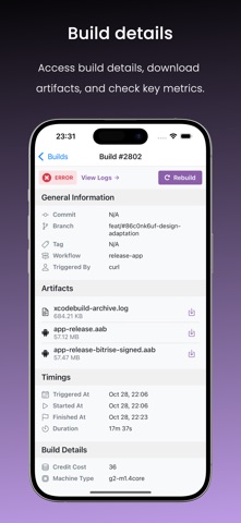 BuildRise - Bitrise client screenshot