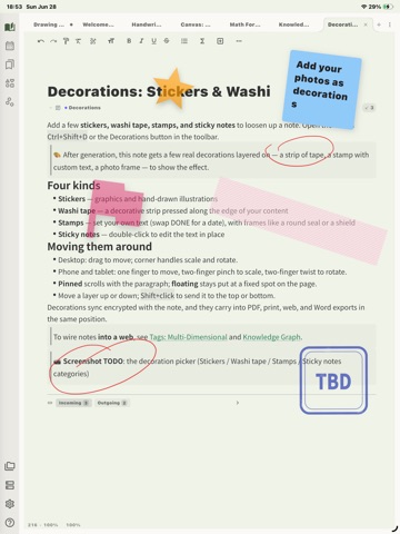 Oaklet Notes iPad screenshot
