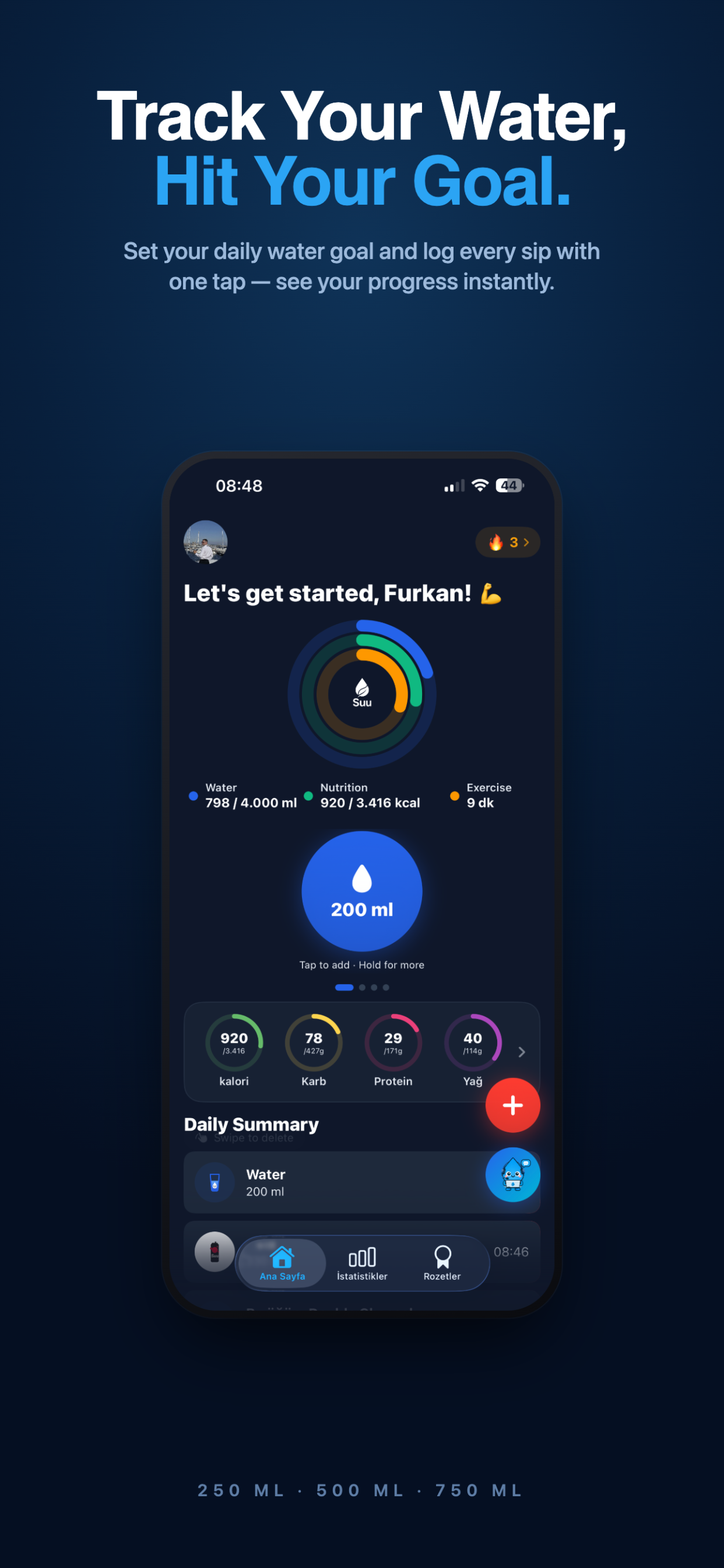 Suu — Calorie, Water & Fitness screenshot 3