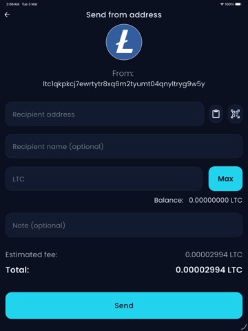 Pteri Wallet iPad screenshot