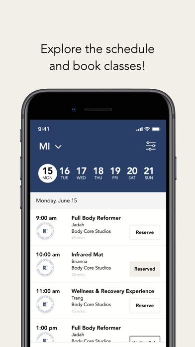 Body Core Studios iPhone screenshot 3 - Health & Fitness app