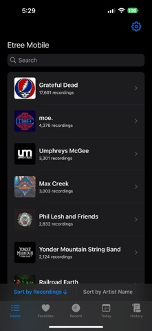Etree Mobile app screenshot