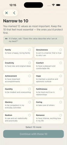 Values Card Sort Screenshot 4 of 7