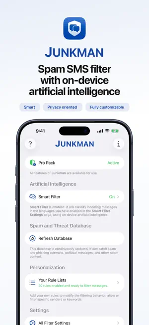 Junkman: AI Spam SMS Blocker screenshot 1
