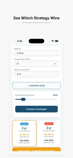 Debt Snowball vs Avalanche screenshot 3