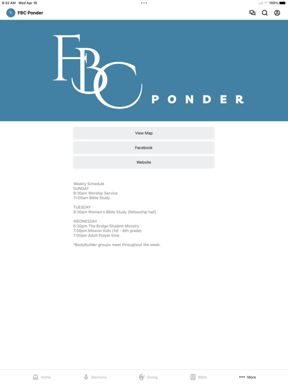 First Baptist Church Ponder iPad screenshot 4 - Lifestyle app