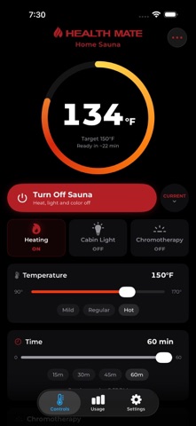Health Mate Sauna app screenshot