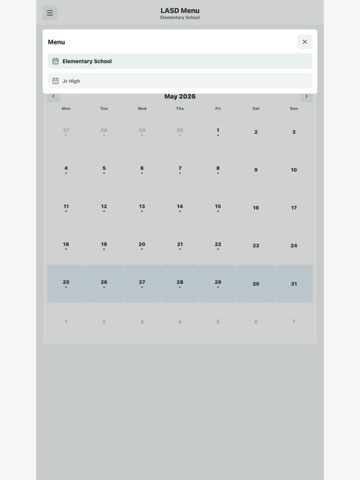 LASD Menu iPad screenshot