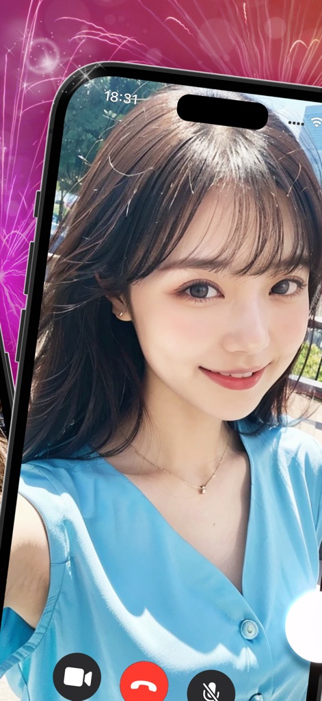 HANABI - Video Chat & Live - Les utilisateurs peuvent profiter d'une expérience immersive en partageant des moments en direct, grâce à la fluidité de l'affichage vidéo et aux icônes d'action intuitives.