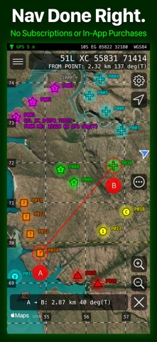 MilGPS iPhone screenshot 1 — navigation app by Cascode Labs Pty Ltd