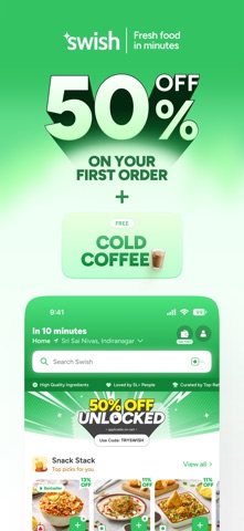 Swish: 10-Min Food Delivery iPhone screenshot 1
