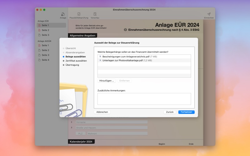 Steuererklärung Screenshot