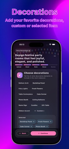 AI Party Decoration Planner iPhone screenshot