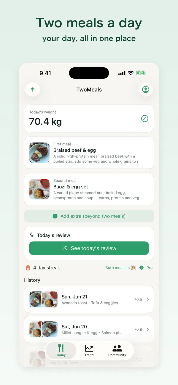 Screenshot #2 pour TwoMeals: 2 Meals a Day