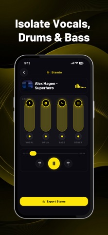 Isolate Vocals - Stemio iPhone screenshot