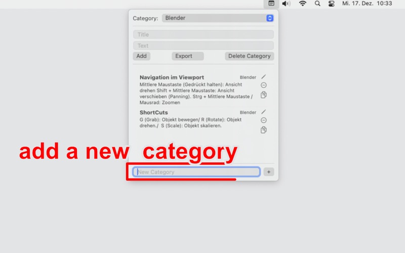 MenueNotes screenshot
