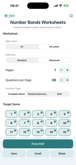 Number Bonds Worksheets screenshot 2