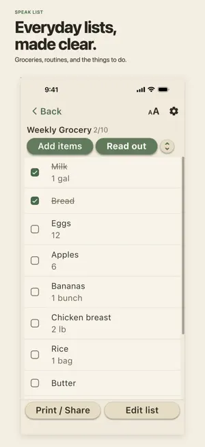 Speak List: Reads & Reminds screenshot 2