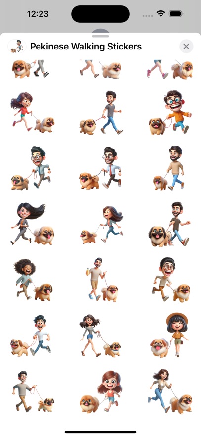 Pekinese Walking Stickers