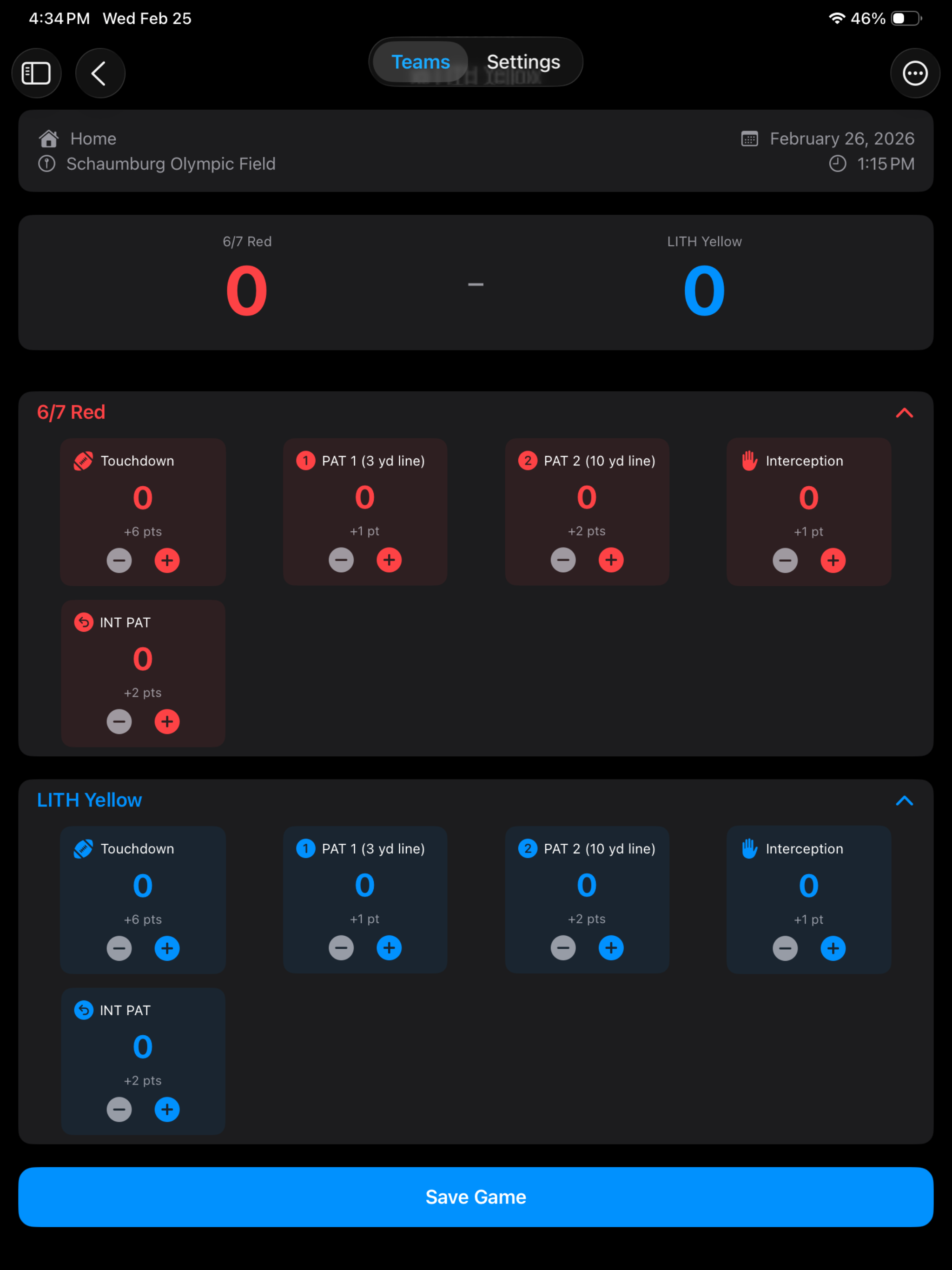 7v7 Football Scoring