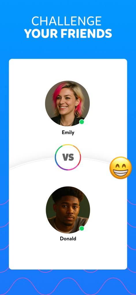 Trivia Crack: Brain Quiz Games - Users can initiate direct challenges with friends, visually represented by opposing player profiles and a clear 'VS' indicator for competitive play.