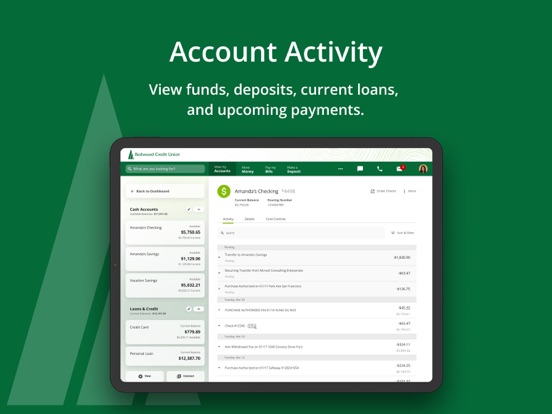 Redwood Credit Union iPad screenshot 4 - Finance app