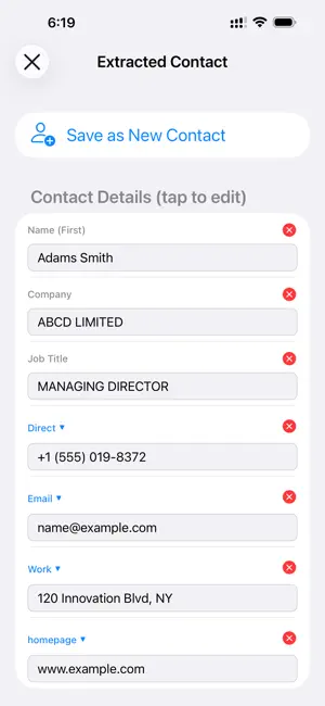 UContact Business Card Reader screenshot 2