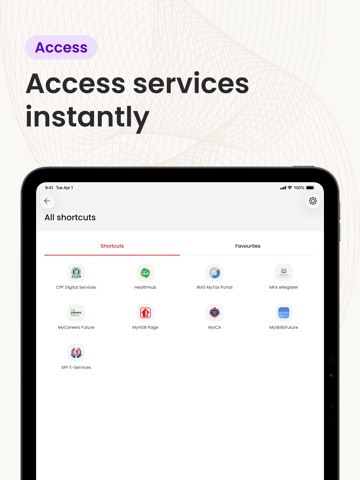 Singpass iPad screenshot