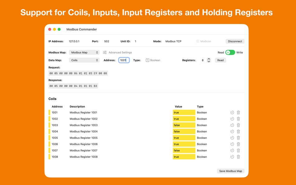 #4. Modbus Commander (macOS) di: Andrew Webb