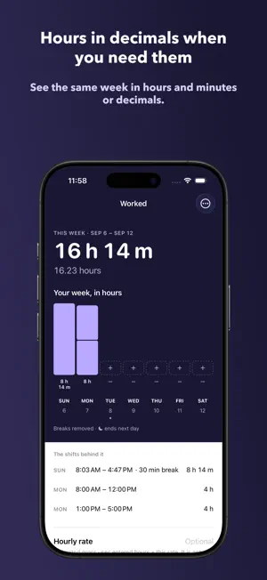 Worked - Work Hours Calculator screenshot 4