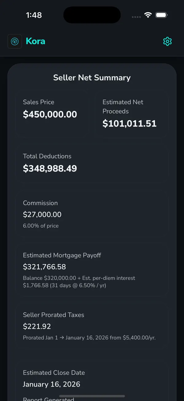 Kora Mortgage Calculator Screenshot 5