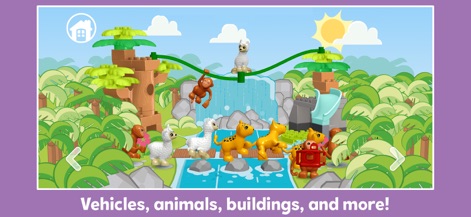 LEGO® DUPLO® World - The app features engaging animal themes, allowing children to interact with creatures like monkeys and llamas in a lush jungle setting.