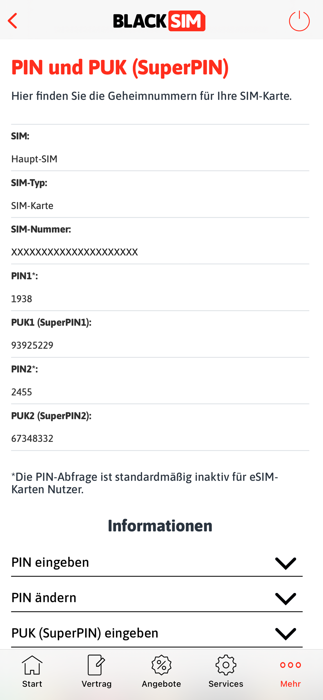 BLACKSIM Servicewelt