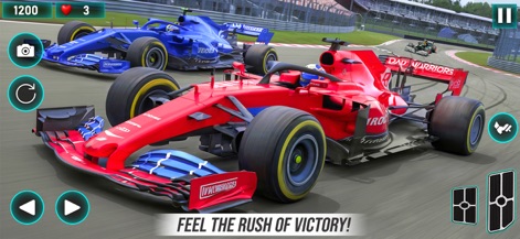 Open Drive 3D: Gangster Games - Experience the ultimate racing thrill on the meticulously designed race tracks, competing in high-stakes Formula 1 events with powerful red and blue race cars.