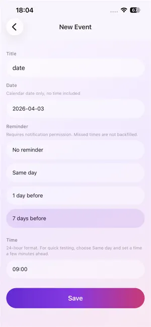 Date Countdown Lite screenshot 1