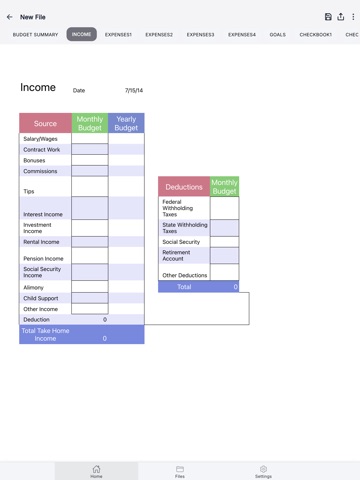 Monthly Budget App iPad screenshot