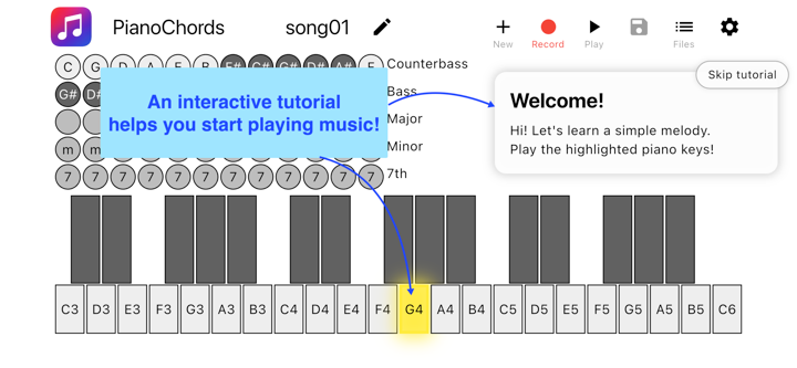 Piano Chords: keys + accordion screenshot 3