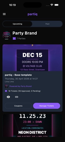 partiq Admin iPhone screenshot