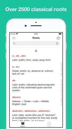Classical Root Dictionary screenshot 1