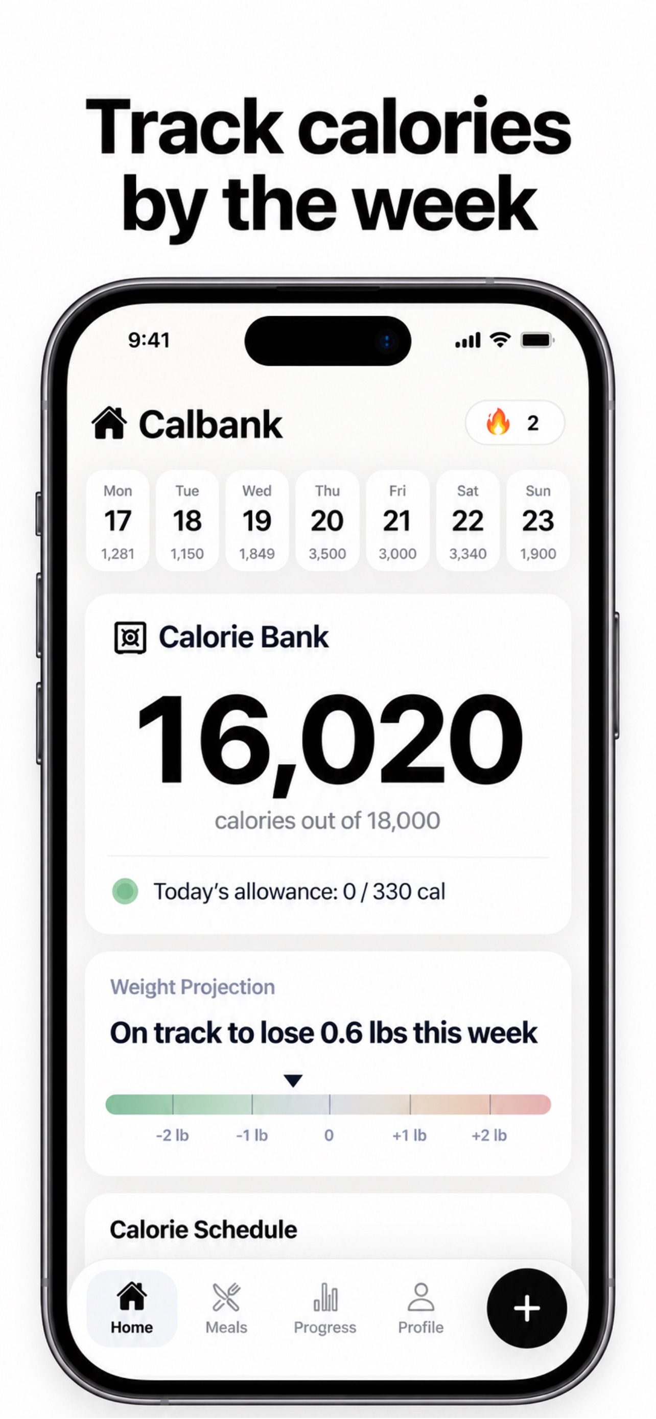 Screenshot 1 of Calbank: Weekly Calorie Bank