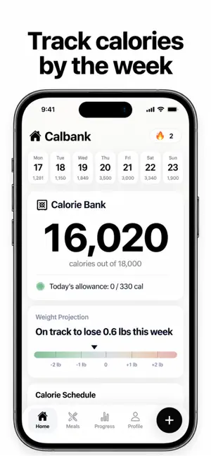 Calbank: Weekly Calorie Bank screenshot 1
