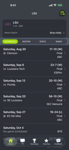 LSU Football Schedules iPhone screenshot