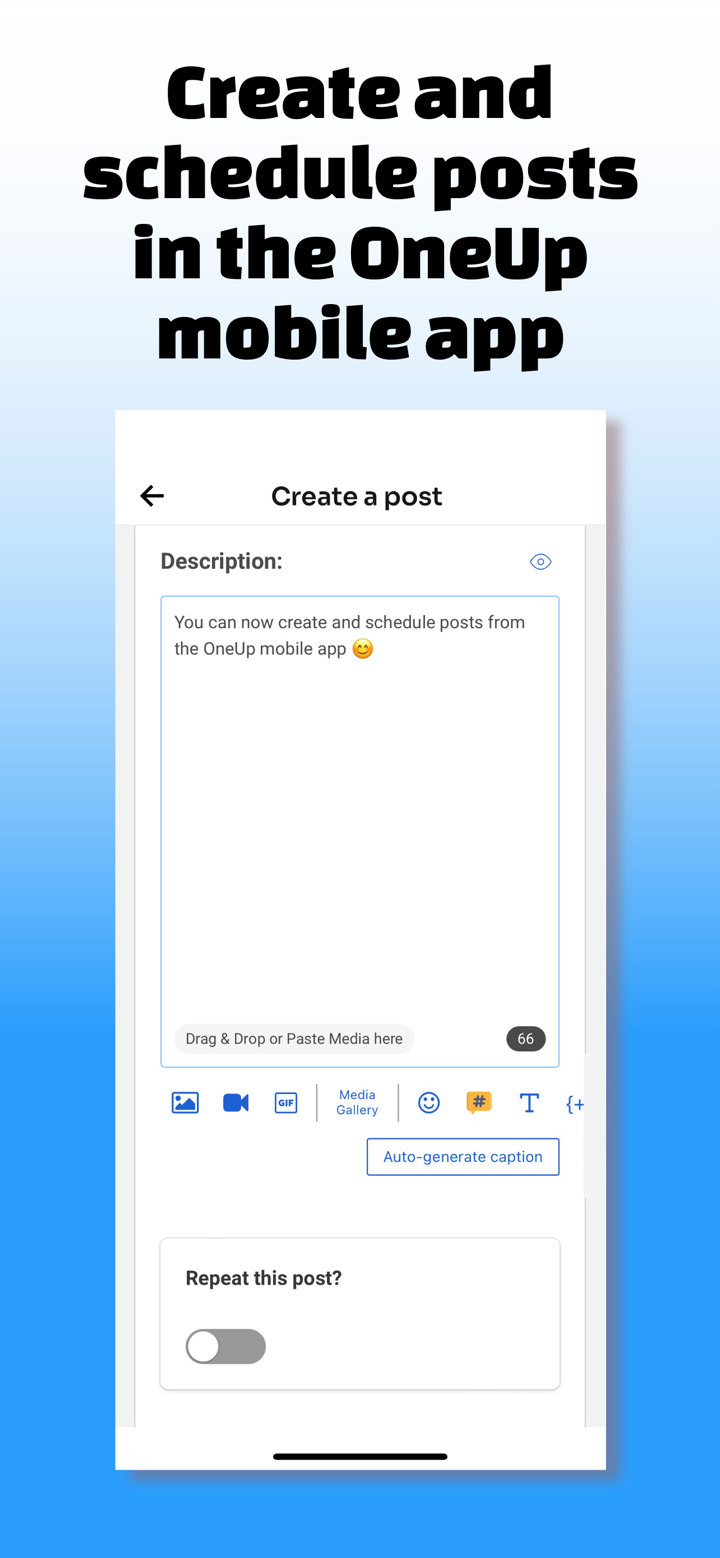 OneUp: Social Media Scheduler screenshot 1