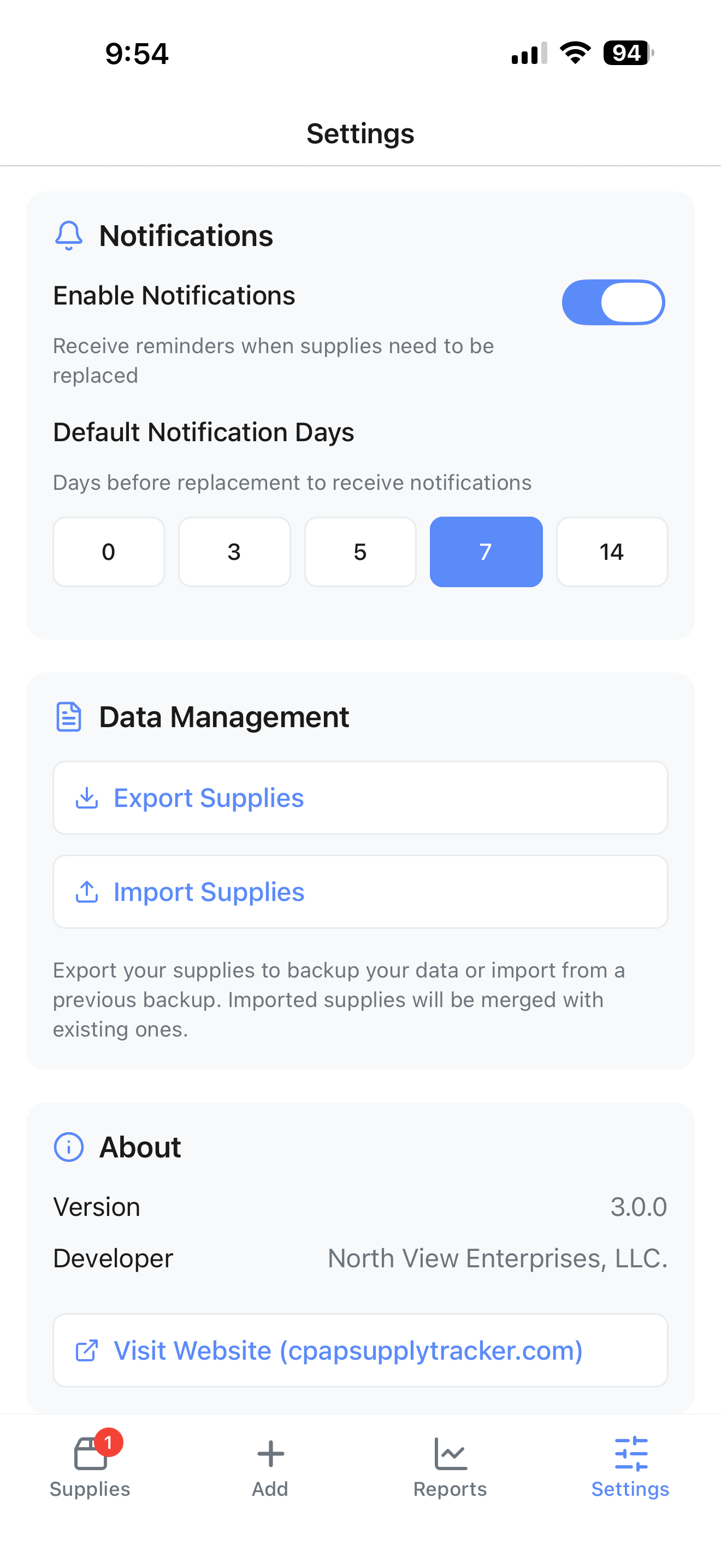 CPAP Supply Tracker