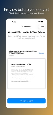 PDF to Word: Converter & OCR iPhone screenshot