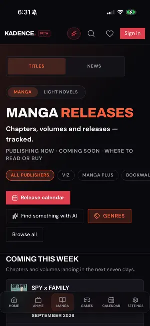 Kadence: Anime & Game Releases screenshot 3