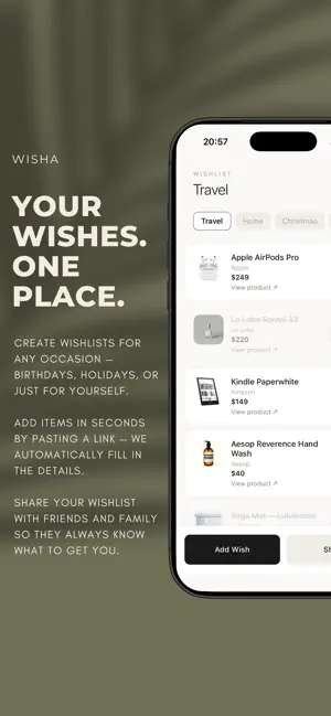 Wisha - Wishlist App screenshot 1